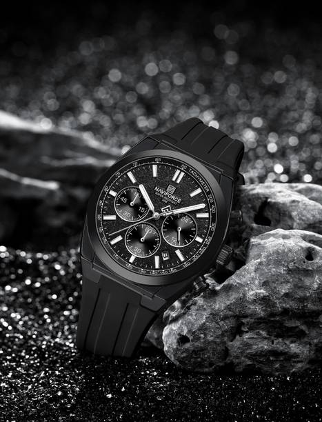 NAVIFORCE NF8080 Black Silicone strap with stylish working pointers waterproof Analog Watch  - For Men