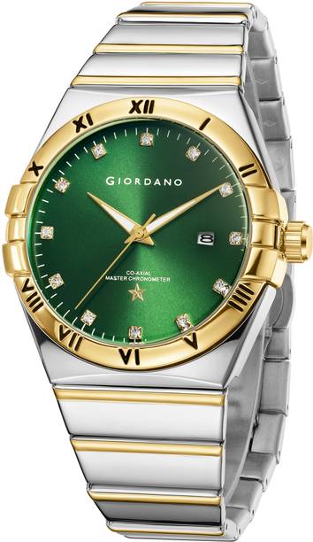 Analog Watch - For Men Round Green Dial, Crystal Hour Markers, Date Display GZ-50220-33