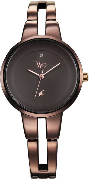 Fastrack Vyb Halo Brown Dial Brown Metal Strap Analog Watch - For Women FV60035QM01W,FV60035QM01