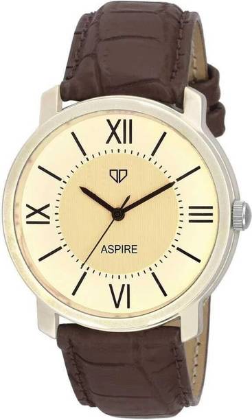 LAURELS Lo-Asp-101 Laurels Medium Size Ivory Dial With Brown Patent Leather Strap Analog Watch  - For Men