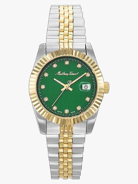 Swiss Made Mathy III Quartz Ronda 585H3 Movement Green Dial Analog Watch - For Women D810BV