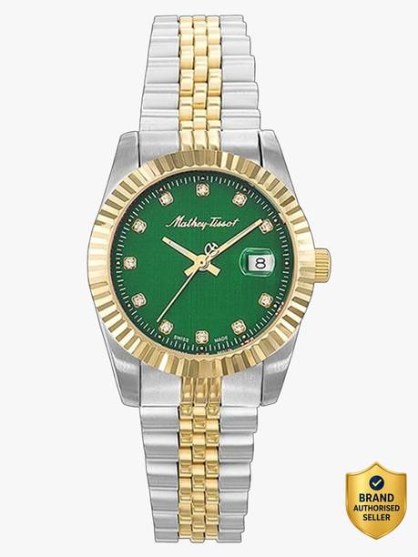 Swiss Made Mathy III Quartz Ronda 585H3 Movement Green Dial Analog Watch - For Women D810BV