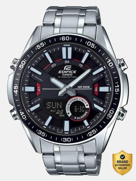 Edifice EFV-C100D-1AVDF Black Dial Silver Stainless Steel Band Analog-Digital Watch - For Men EX438