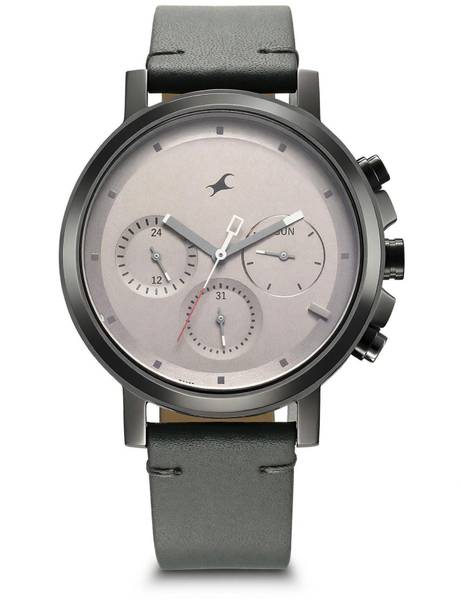 Fastrack Tick Tock Multifunction Grey Dial Grey LeatherStrap Analog Watch - For Men NT3287KL05,3287KL05