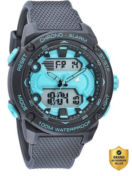 Fastrack Streetwear Digital Blue Dial Black PlasticStrap Analog Watch  - For Men 38065PP01|38065PP01|NS38065PP01
