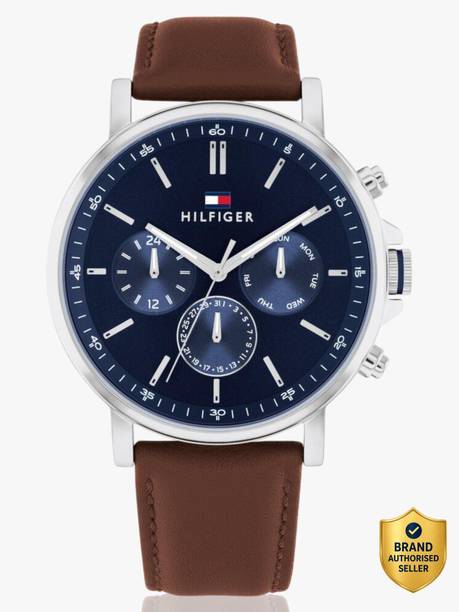 Tommy Hilfiger Multifunction Blue Dial Brown LeatherStrap Analog Watch  - For Men TH1710585,NTTH1710585