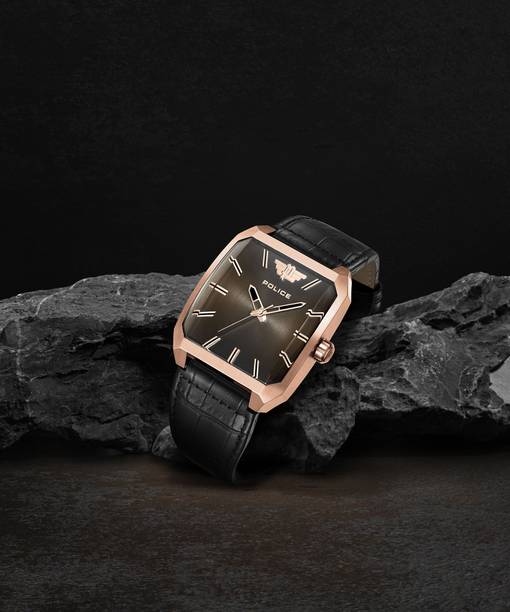 Police Gradiant Brown Dial Black Leather Strap Analog Watch - For Men PLPEWJA0006002,NK77063SM03,NTPLPEWJA0006002