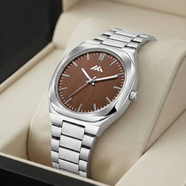 Wholfin WH-422 Stylish Brown Dial Stainless Steel Bracelet Strap Casual Wrist Watch for Men Analog Watch  - For Men