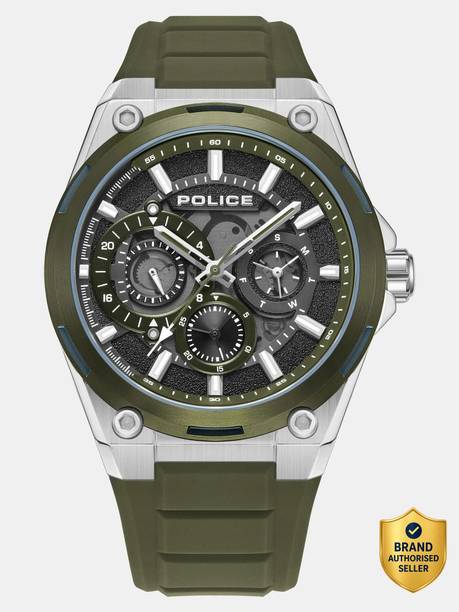 Police Multifunction Grey Dial Green Silicone Strap Analog Watch - For Men PLPEWJQ2203242,NT90142QM02,90142QM02,NTPLPEWJQ2203242