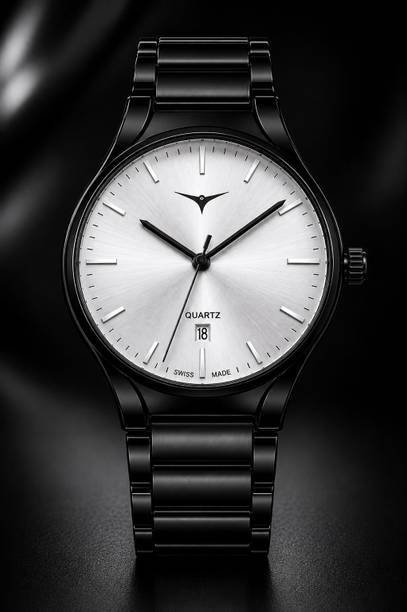 Samx SX-MR--NSM-43-03-BLACK-SILVER dl Men Boys Analog Watch Silver Dial Black Metal Bracelet Adjustable Casual Wear Analog Watch  - For Men