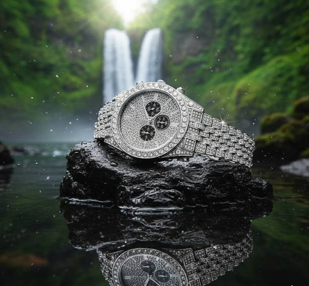 Luxury Silver Iced Out Diamond Studded Analog Watch Analog Watch  - For Men & Women SILVER WATCH 133