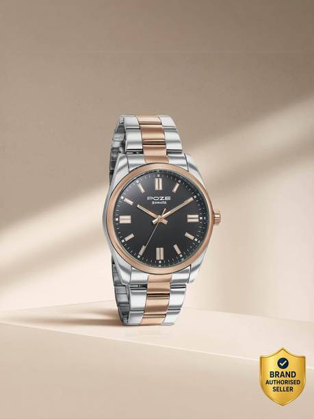 Sonata Poze Quartz Analog Black Dial Metal Strap Watch for Men - SP70033KM01 Analog Watch - For Men SP70033KM01