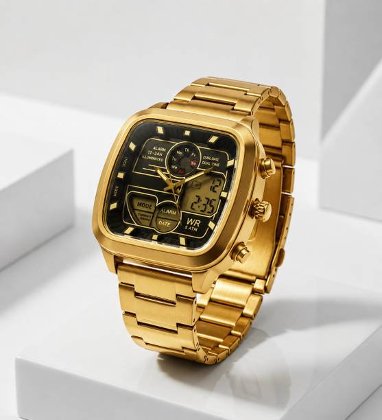 ANALOG DIGITAL STYLE GOLDEN WATCH FOR MEN DIGITAL DISPLAY WATCH Analog-Digital Watch  - For Men EMPR-10