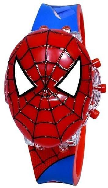 Spiderman Multicolor Lights 3D Cute Cartoon Multi Function Silicon Strap Kid's Digital Watch  - For Boys & Girls Spiderman Action Figure Glowing Light & Musical | Gift Watch for Kids Age 3-10