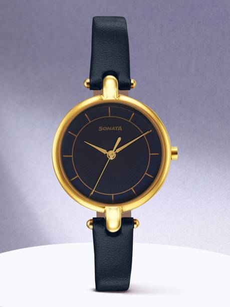 Sonata Gold Edit Blue Dial Blue Leather Strap Analog Watch - For Women NR87043YL03W,87043YL03W