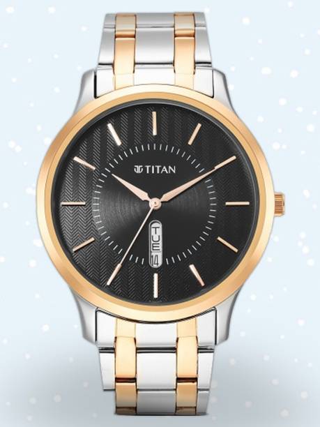 Titan Karishma Anthracite Black Dial TwoToned Stainless Steel Strap Analog Watch - For Men NT1824WM01,TH1781219/D,1824WM01,NU1824WM01,NU1825KM02