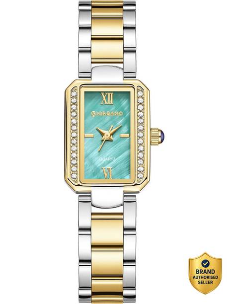 Analog Watch - For Women Rectangular Dial, Crystal-Studded Case with Stainless Steel Strap GZ-60167-33