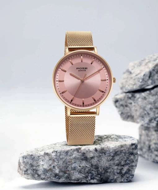 Poze Pink Dial Rose Gold Strap Analog Watch - For Women SP80002WM01