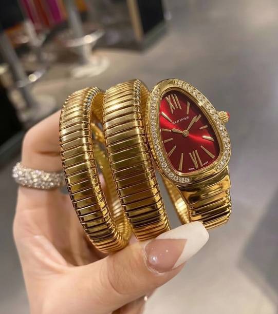 Snake Watch Analog Watch - For Women Golden Strap Snake Watch (Red Dial)
