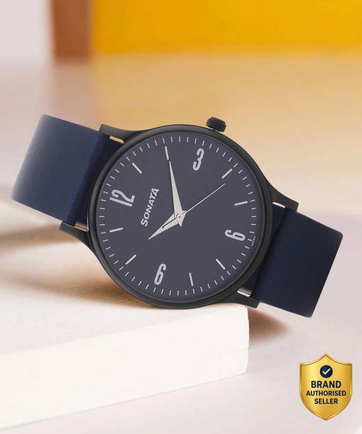 Sonata Aspire Quartz Blue Dial Blue Leather Strap Analog Watch  - For Men NT77105NL11W,NU77105NL11W