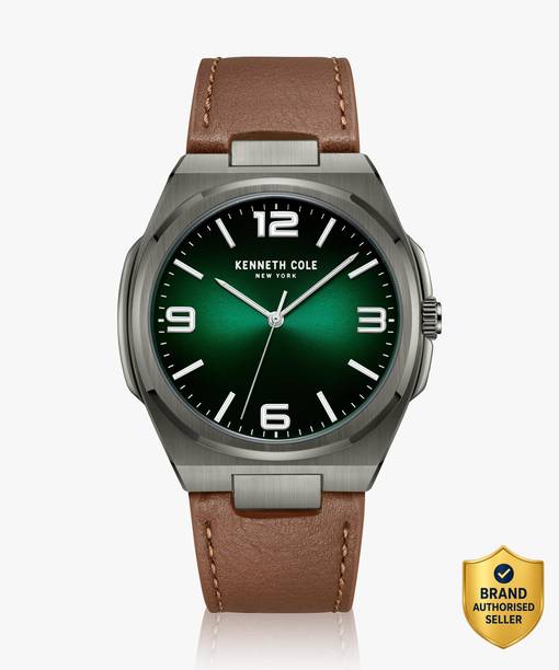 Kenneth Cole Kenneth Cole ClaStainless Steelic Green Dial Brown Leat...