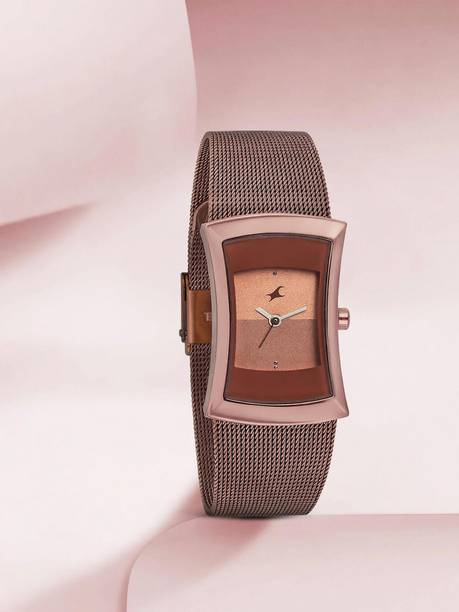 Fastrack Pulse Brown Dial Brown Stainless Steel Strap Analog Watch - For Girls NT6093QM01,KC50064003MN,6093QM01