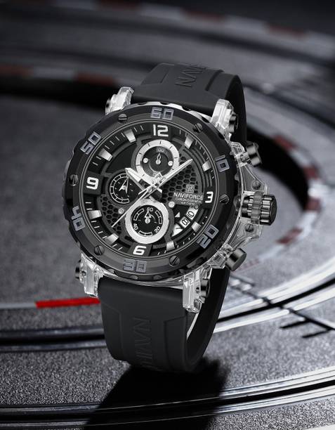 Dominant Black with white Chronograph dial with Silicone strap Analog Watch - For Men 7123 Bold Sporty