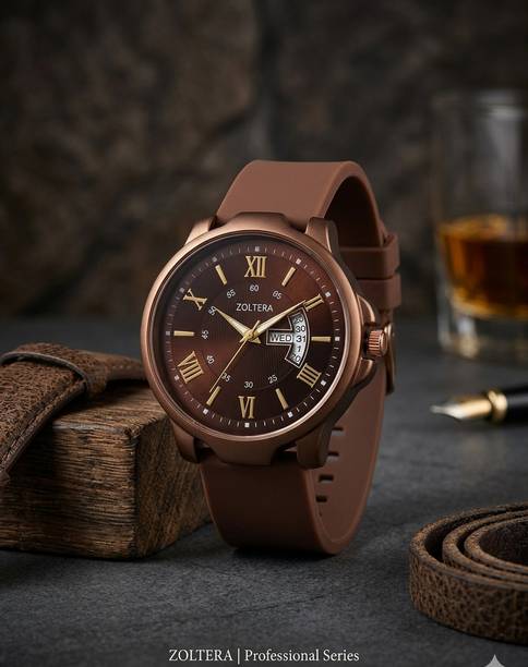 Zoltera Trendy Green Dial Stainless Steel Chain Watch for Men Trendy Classic Brown Dial Analog Watch  - For Men