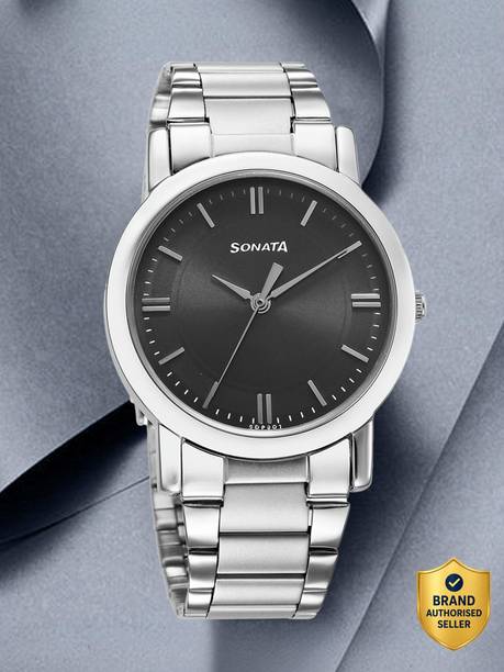 Sonata ClaStainless Steelic Grey Dial Silver Stainless Steel Strap Analog Watch - For Men NT79548151BM01,NK2511YM05,79548151BM01,NU79548151BM01,NU7987SM09W