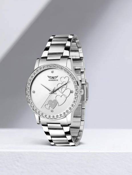 Sophisticated Silver Dimond-Studded Love Casado Series Analog Watch  - For Women ANLG-501