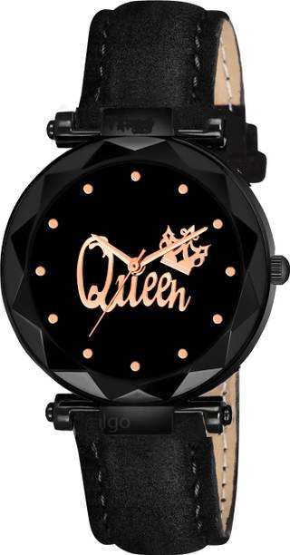 Analog Watch  - For Girls CL- Queen Dial Leathers Strap Luxury Black Analog Girls Watch
