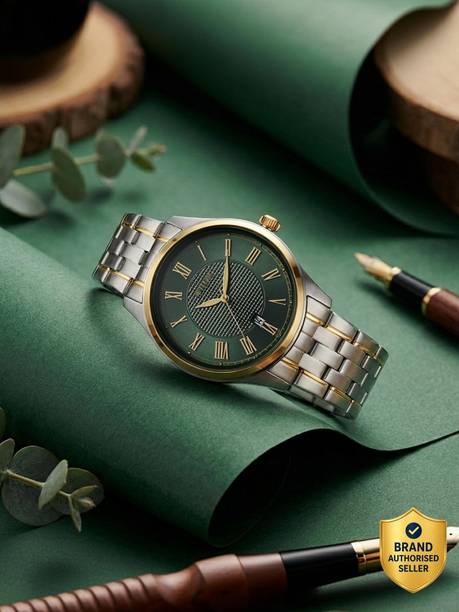 Titan Neo Roman Quartz with Green Dial Dual Tone Stainless Steel Strap Analog Watch - For Men 10063BM01