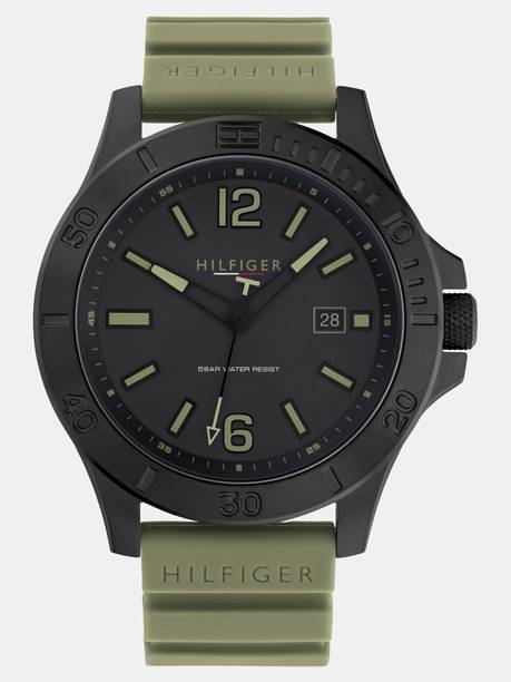 Tommy Hilfiger With Date Black Dial Green Silicone Strap Analog Watch - For Men NETH1791992,NTTH1791992,TH1791992