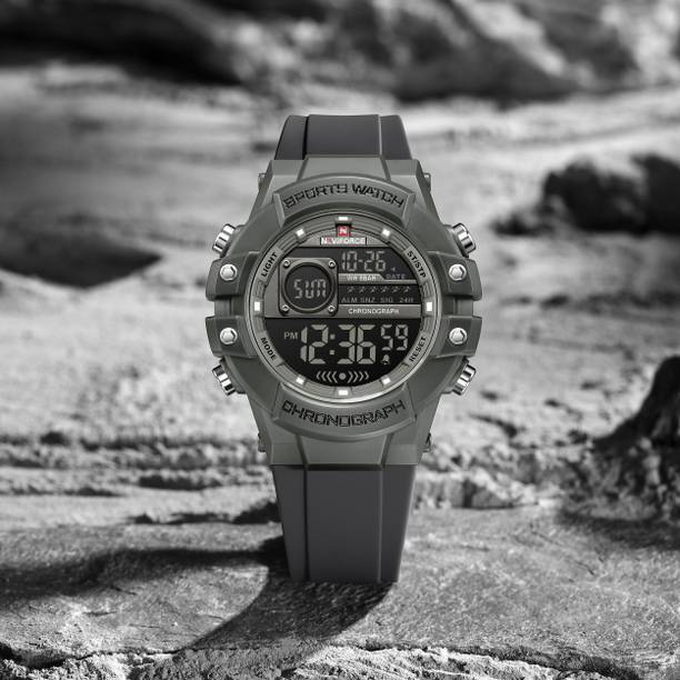 Military Style Grey Silicon Strap With date Display Digital Watch  - For Men NF6102 Tactical Sport