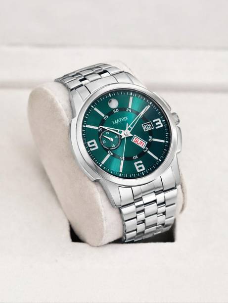 MATRIX DD-114-GR Green Day & Date Steel Analog Watch - For Men & Women