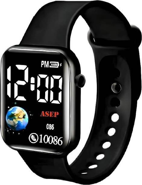 Trending Lifestyle Black Dial White Strap Square LED Digital Watch  - For Boys & Girls SHREE SHYAM WATCH LED BATTERY ANSHU352