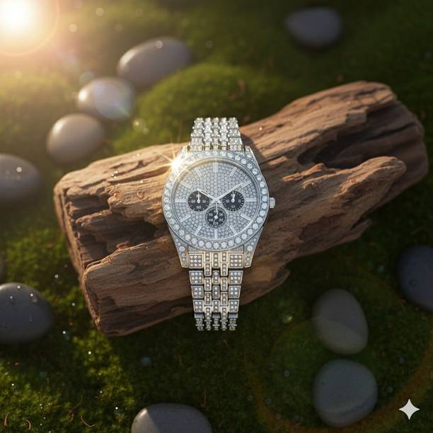 Full-Stone Embellished Stylish Wristwatch Analog Watch  - For Men & Women R0056