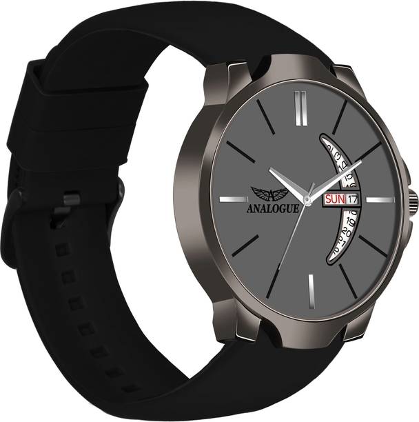 ANALOGUE Gun Metal Series | Smart Watch Strap | 3D Glass | Smart Clip | Day & Date Gun Metal Series | Smart Watch Strap | 3D Glass | Smart Clip | Day & Date Analog Watch  - For Men