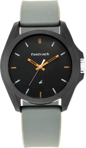 Fastrack Fastfit Black Dial Grey Silicone Strap Unisex Analog Watch - For Men & Women NT68011PP08