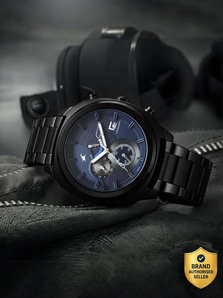 Quartz Blue Dial Black Stainless Steel Strap Analog Watch - For Men 3335NM01