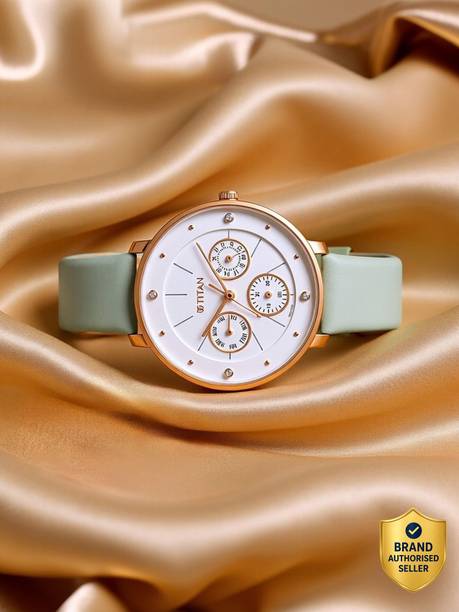 Titan Neo Multifunction White Dial Green Leather Strap Analog Watch - For Women NT2651WL09,NCTH1791461,2651WL09,NU2651WL09