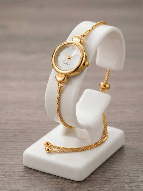 1 Analog Watch  - For Women Gold-Plated Small Round Dial Quartz Bracelet Watch