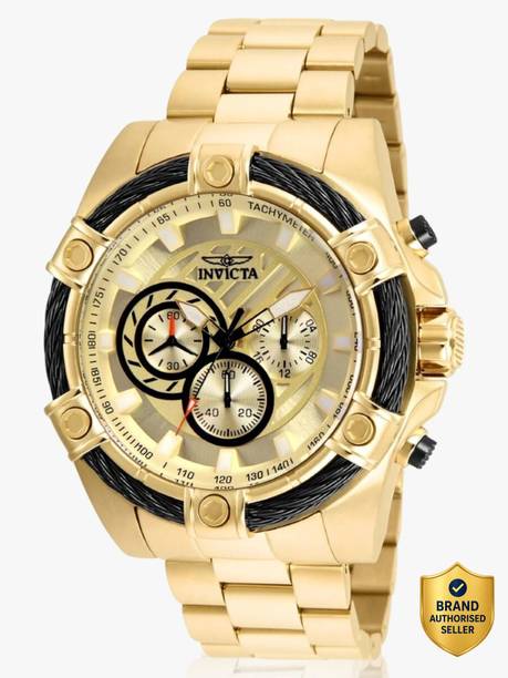 Bolt Chronograph Quartz Gold Dial Analog Watch - For Men 25515