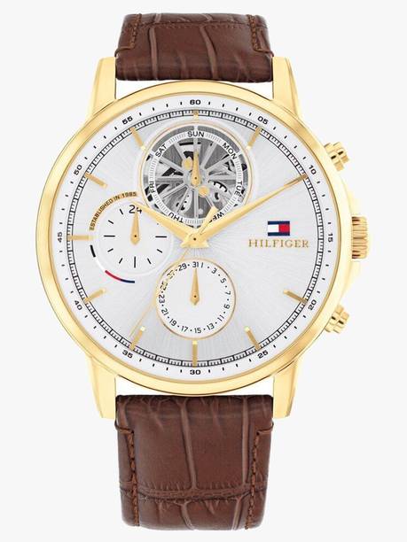 Tommy Hilfiger Multifunction Silver Dial Brown LeatherStrap Analog Watch - For Men TH1710631,NTTH1710631