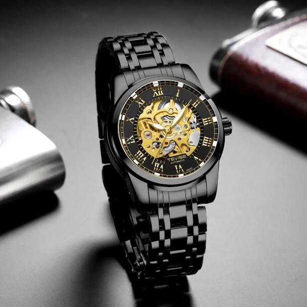 Mens Wrist Watch Automatic Mechanical Luxury skeleton Black Watch Analog Watch  - For Men 9005