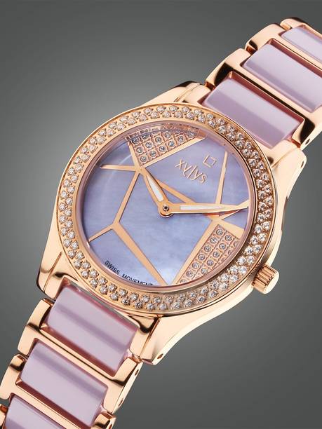 Xylys SwiSS Blue MOP Dial RoseGold&Lavender Ceramic Strap Analog Watch - For Women 9766WD03E|9766WD03E|NT9766WD03E