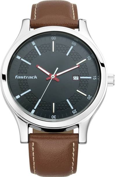Fastrack With Date Black Dial Brown LeatherStrap Analog Watch - For Men 3240SL02,NT3240SL02