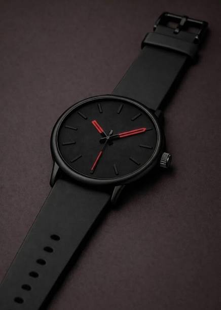 Freshilo Classic Black Dial Watch Full Black Dial Analog Watch for Men With Silicone Strap Analog Watch  - For Men