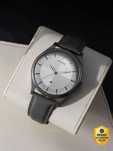 Titan Neo Economy With Date Silver Dial Grey LeatherStrap Analog Watch  - For Men NT1802QL01,NU1802QL01,NU1802QL02