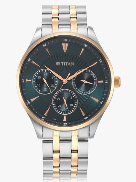 Titan 90127KM02 Titan Opulent Lii Multifunction TealGreen Dial TwoToned SS Strap Analog Watch  - For Men
